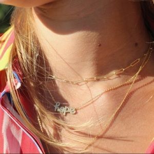 ADORNIA White Rhodium Paperclip LinkChain Necklace